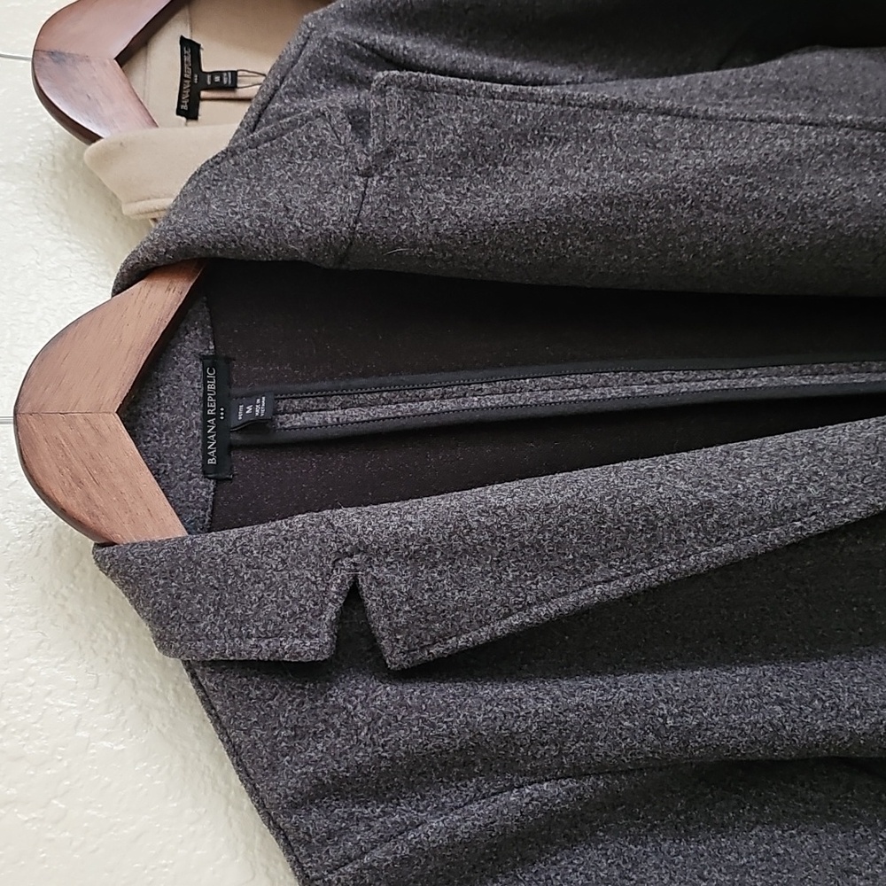 Banana Republic Factory Women's Open Front Jacket Coat Petite Medium PM Gray - Picture 2 of 5